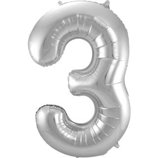 3 Formet Nummer Folieballon (Sølv, 86 cm)