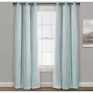 Frodig indretning Sheer Grommet gardiner med isoleret blackout-foringsvindue-gardinpaneler par 38 """" W x 63 """" L Blue-gardin med ren overlay eleg