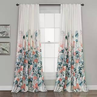 Frodig indretning zuri flora lys filtreringsvindue gardin panel par 52 """" w x 84 """" l hvid & sort