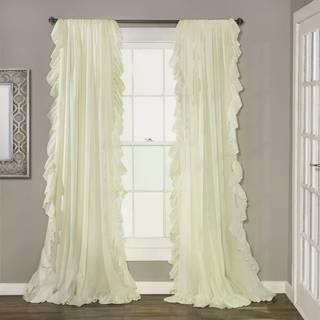 Frodig indretning Reyna Ruffle Window Gardin Panel Set Pair 54 """" W X 95 """" L White - Flowy Curtain Set - Romantic Ruffle Curtains til soveværels