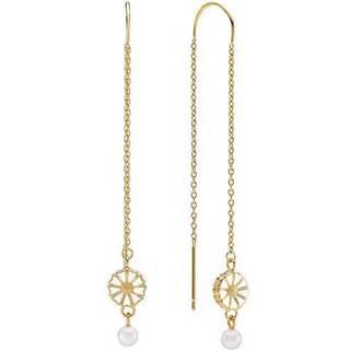 Lund Copenhagen marguerit disko forgyldte ørehænger med ferskvandsperle