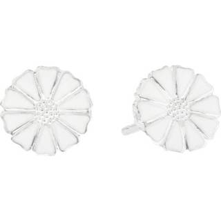Lund Copenhagen marguerit øreringe mikro 7,5 mm - sølv/hvid - 909075-4-H
