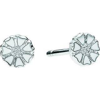 Lund Copenhagen Marguerit Mikro sølv ørestikker med hvid emalje Ø 5 mm