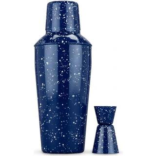 Foster & Rye Camping -stil plettet emaljeret skomagercocktail Shaker & Double Jigger Set - Martini Margarita Drink Shakers Bartender tilbehør Coc