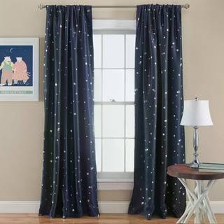 Lush Decor Star Blackout Window Curtain Panel Pair 84 """" Long X 52 """" Bred neutral