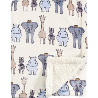 Hudson Baby Unisex Baby Plush Mink og Sherpa Blanket Royal Safari En st?rrelse