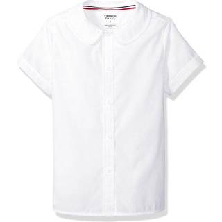 French Toast Girl's Short Sleeve Peter Pan Collar Blouse (Standard & Plus) White 7