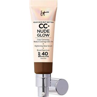 IT Cosmetics CC+ Nude Glow Lightweight Foundation + Glow Serum med SPF 40 - Med niacinamid hyaluronsyre og grn teekstrakt - Neutral Dyb - 1,08 f