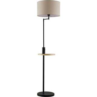 Lindby gulvlampe Zinia, sort, hylde, USB-tilslutning