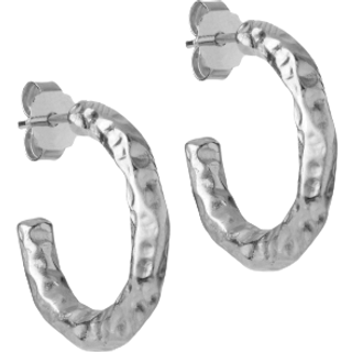 Enamel - Hali Hoops Large med banket overflade i sølv**