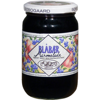 Søbogaard Blåbærmarmelade sødet m æble Ø - 390 g.