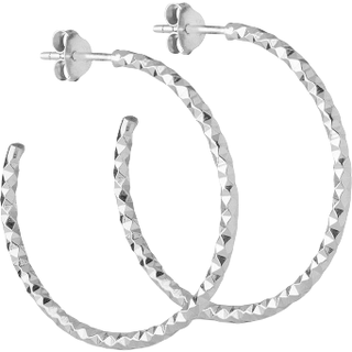 Diamond Cut Large Hoops - Sølv - ENAMEL - Sølv One Size