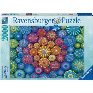 RAVENSBURGER - Strålande Rainbow Mandalas - 2000 Piece Jigsaw Puzzle - Bold Vivid Colors - Intrikade målade stenar i Rainbow Art - Frameble - Pre