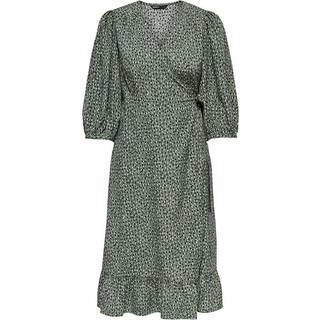 Olivia 3/4 Wrap Midi Dress - Balsam Green - Herre - XS - ONLY