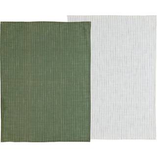 Södahl organic Line Viskestykke 2 stk. - Olive/White - 50x70cm