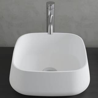 Primy S3 fritstående håndvask 38 x 38 cm i Hvid Solid-surface