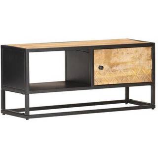 tv-skab med udskåret låge 90x30x40 cm ru mangotræ