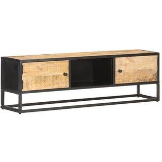 tv-skab med udskåret låge 130x30x40 cm ru mangotræ