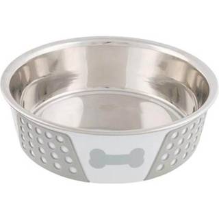 Trixie Bowl stainless steel/silicone 1.4 l/ø 21 cm white/grey
