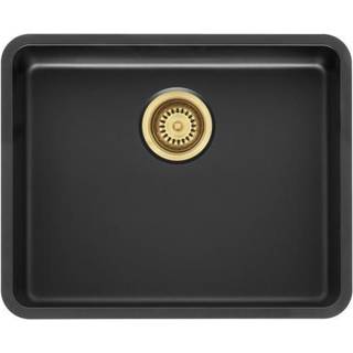 Lavabo Ohio 50 - 54 x 44 cm, Jet black, m/messing kurveventil