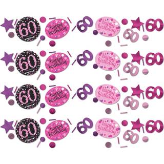 60 års fødselsdag konfetti 34 g. - Pink