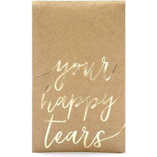 30 stk. Bryllups Lommetørklæder "Happy Tears" - Elegante i Brun og Guld