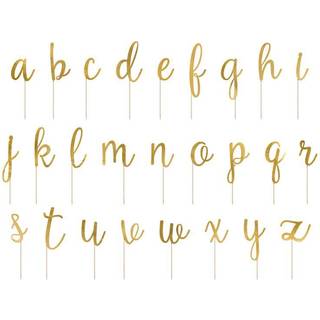 53 stk. Kage Topper "Alphabet" Guld – Tilføj et personligt præg til enhver festkage