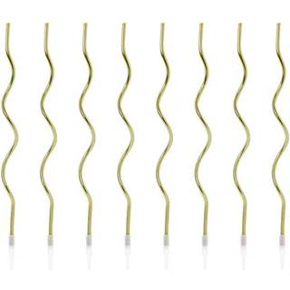 8 stk Fødselsdagslys krølle 14 cm guld