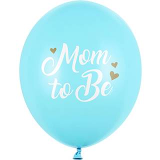 6 stk. Latexballoner pastel lyseblå 'Mom to Be' – Perfekt til babyshower 30 cm