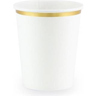 Papir Kopper I Hvid Med Guldkant 260 Ml.- 6 Stk