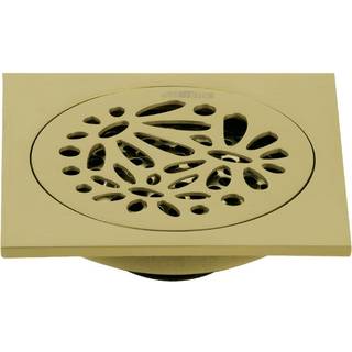 Kingston messing BSF6360BB Vandl?b Blomster 4 """" Square Grid Bruser Drain Brushed Brass