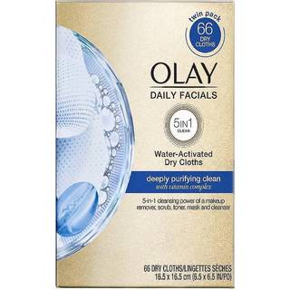 Olay Daglige Ansigtsrenseklude, dybt rensende - 66 stk., Alt-i-en klud til makeupfjernelse, rensemiddel, toner, scrub og maske