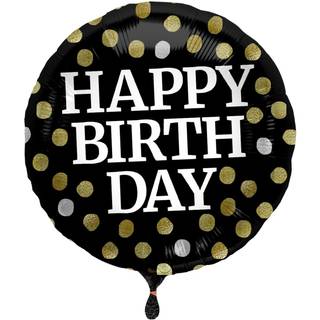 Folieballon 'Happy Birthday' (Gloss Sort, 45cm)