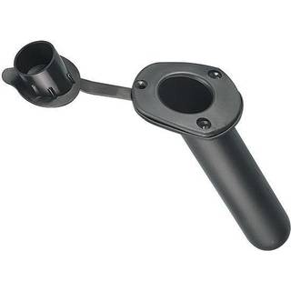 Stangholder til båd (indbygget), til 1 fiskestang, med vinklet flange + låg, PVC, sort