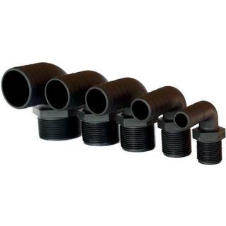 Slangnippel TruDesign Tail 90° Male Threaded, komposit, vinklet 90°, 1/2" G (BSP) (udvendig) til 16 mm (5/8") slange, sort
