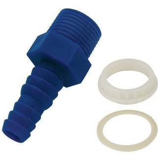 Tilslutningsnippel til tanke CAN-SB, lige, 3/8", Ø10 / 12 mm, med bypass, blå, plast