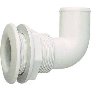 Skroggennemføring til slange Nuova Rade, plast, vinklet 90°, kuplet, 3/4" G (BSP) til 19 mm (3/4") slange, hvid