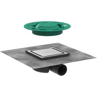 hansgrohe RainDrain Spot kvadratisk afløbsskål 150 x 150 mm børstet rustfrit stål