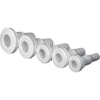 Skroggennemføring til slange TruDesign Skin Fittings with Tails, komposit, lige, buet, 50 mm, G 1" (BSP) til 28 mm (1 1/8") slange, hvid