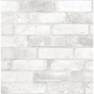 Nuwallpaper Nu2218 loft mursten skræl stick tapet hvid og off-white