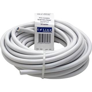 E-line plastkappeledning 3G1,5 H05VV-F, rund med jord, 10m, hvid