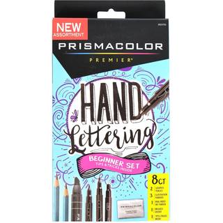 Prismacolor Premier Beginner Hand Lettering Set med illustrationsmark?rer Kunstmark?rer Blyanter Viskel?ser og tip Pjece Voksen Farvning 8 T?llin