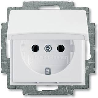 ABB B55 schuko-stikkontakt,m/låg blank hvid