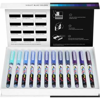 PIGMENT Deco Brush Marker Violet-Blue Colors Set 12 Farben