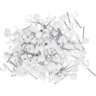 Ledningsclips rund 7-10mm hvid 100-pak