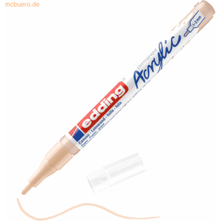 Edding 5300 akrylmarkør Fin - beige - 1 vandtæt akrylmalingsmarkør - Fin rundt nib 1-2mm - Akrylmalingspen til tegning af lærredspapir og træ - a