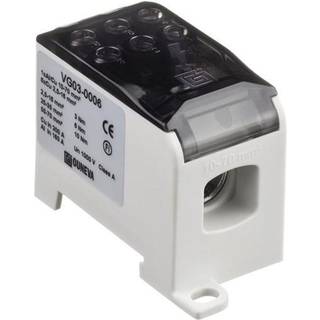 Ouneva OJL distributions blok 200A. Tilgang Al/Cu 10-70 mm². Afgang Cu 6*(2,5-16) mm²