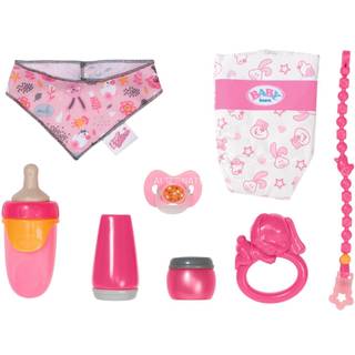 BABY Born Starter Set - nyfødtpakke med hagesmæk, ble, pudder, flaske, sut og rangle - 8 dele