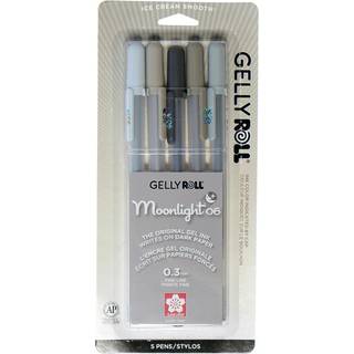 Sakura Gelly Roll Moonlight 06 Gel Pens - Fine Point Ink Pen til journalf?ringskunst eller tegning - Gr? bl?k - Fin linje - 5 Pack