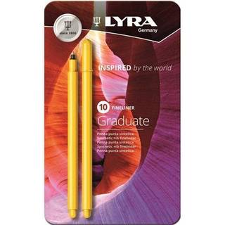 Lyra Graduate Fineliner Tusser, 10 stk Sæt med 10 stk fineliner tusser fra Lyra Graduate. Metaletui med 10 brilliante assorterede farver. Tusserne har en stregbredde på 0,5 mm.
